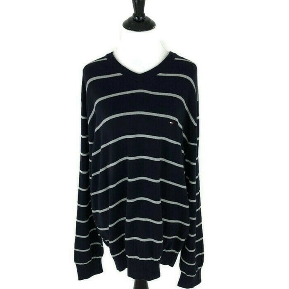 Tommy Hilfiger Women's L Large Knit Sweater Lightweight 100% Cotton Striped - Picture 1 of 7